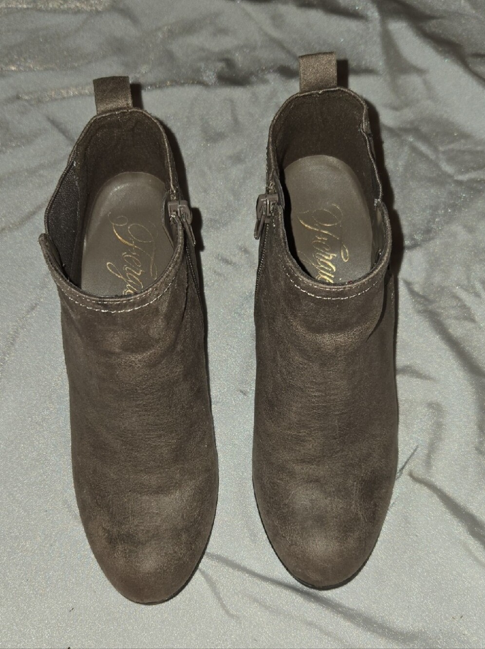 Fergie Light Brown Suede Ankle Booties 7M